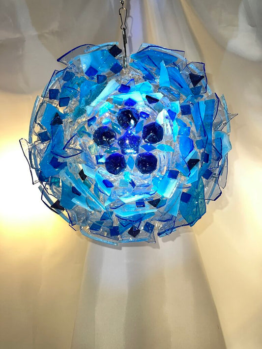 3D Sharded Glass Blue Dreams 9in