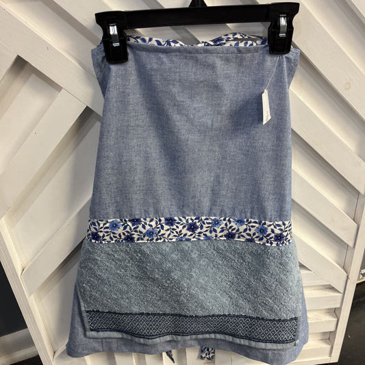 Lt. Denim Full Length Apron w/ towel ( blue denim, blue flower)