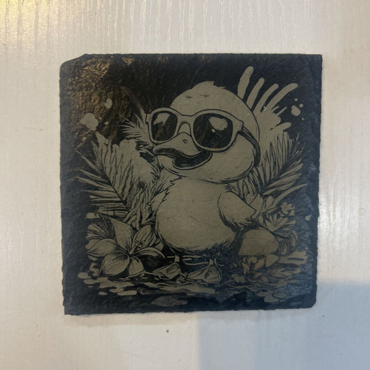 Duck with Glasses Slate Coaster