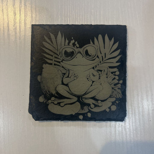 Frog with Glasses Slate Coaster