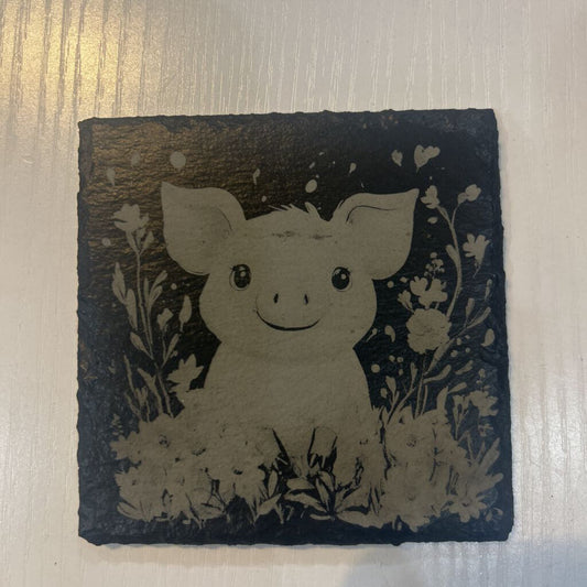 Cute Baby Pig Slate Coaster