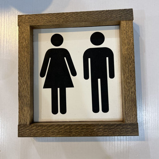 Bathroom Man & Woman Framed Sign