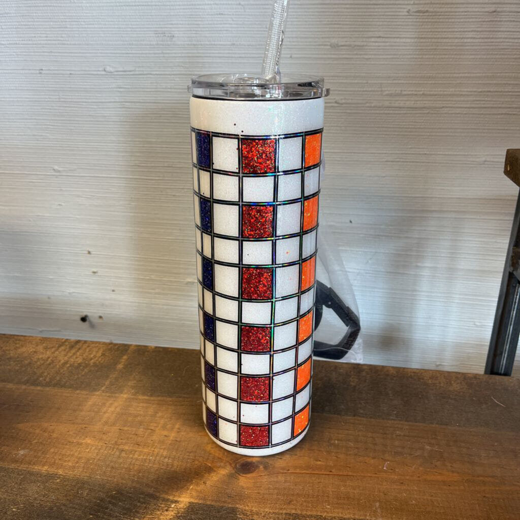 Rainbow Checker White Base Tumbler