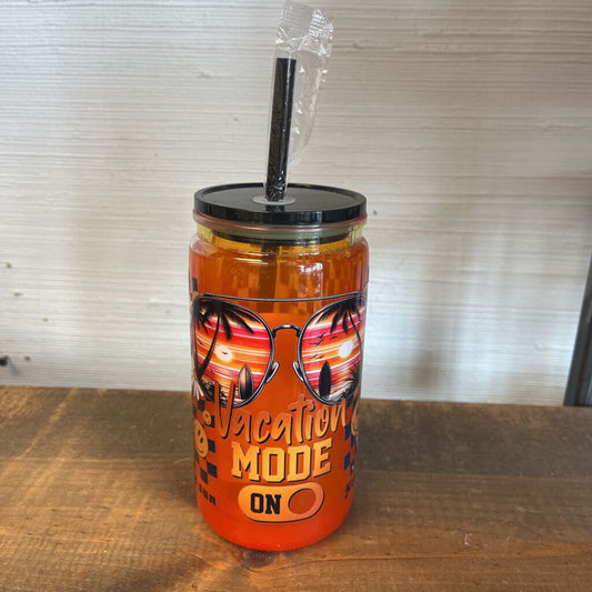 Vacation Mode on Glitter Globe Tumbler