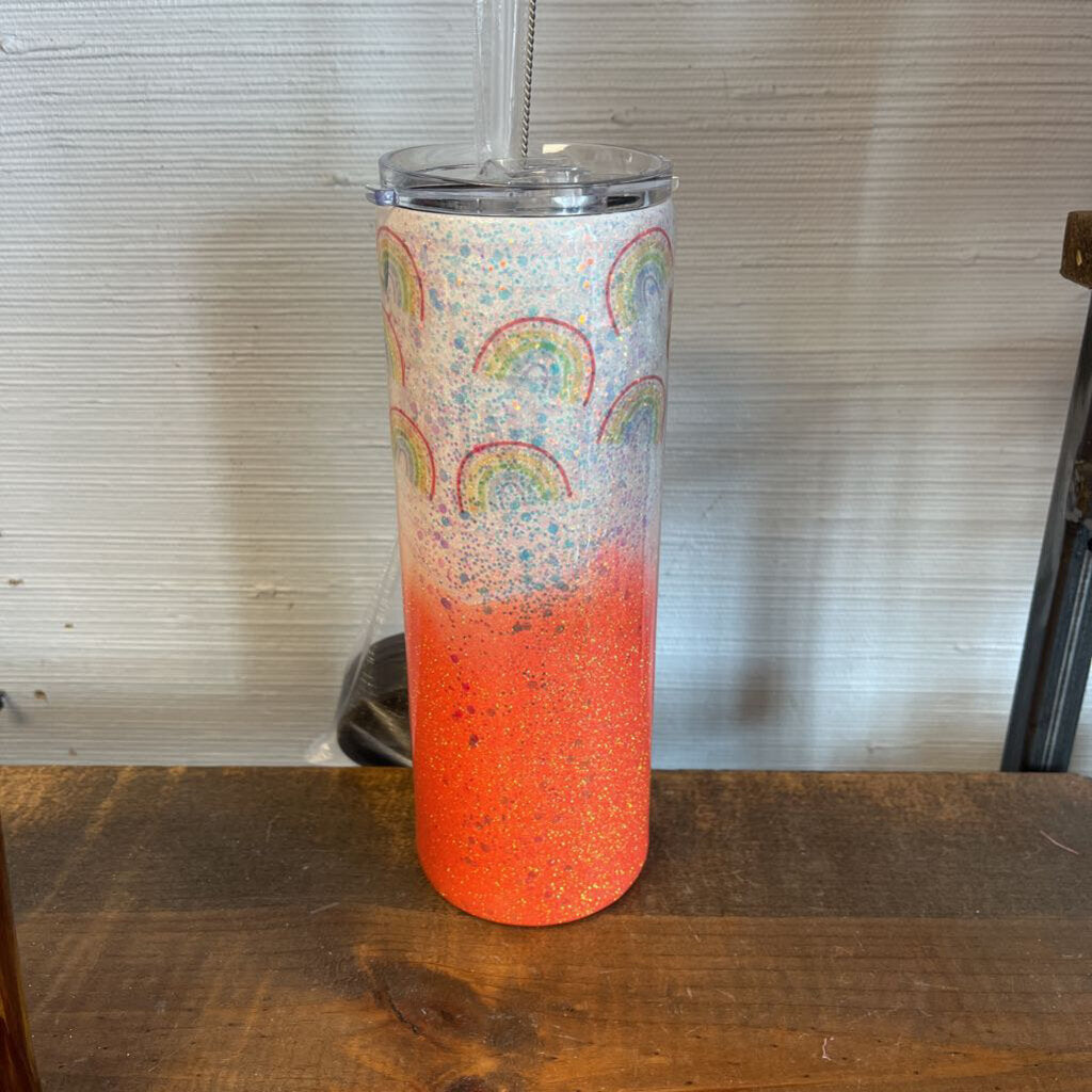Orange & Rainbow Hidden Message Tumbler