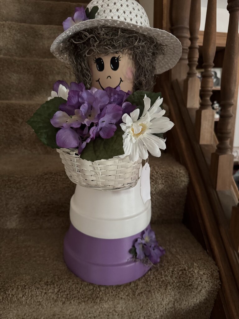 LG PURPLE CLAY POT DOLL