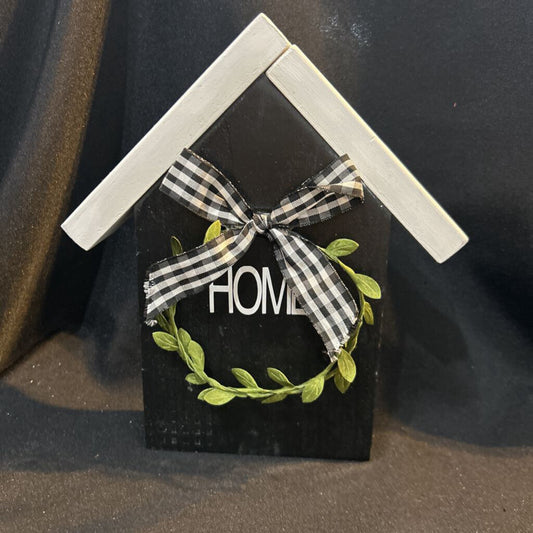 Wood House with Home & Wreath