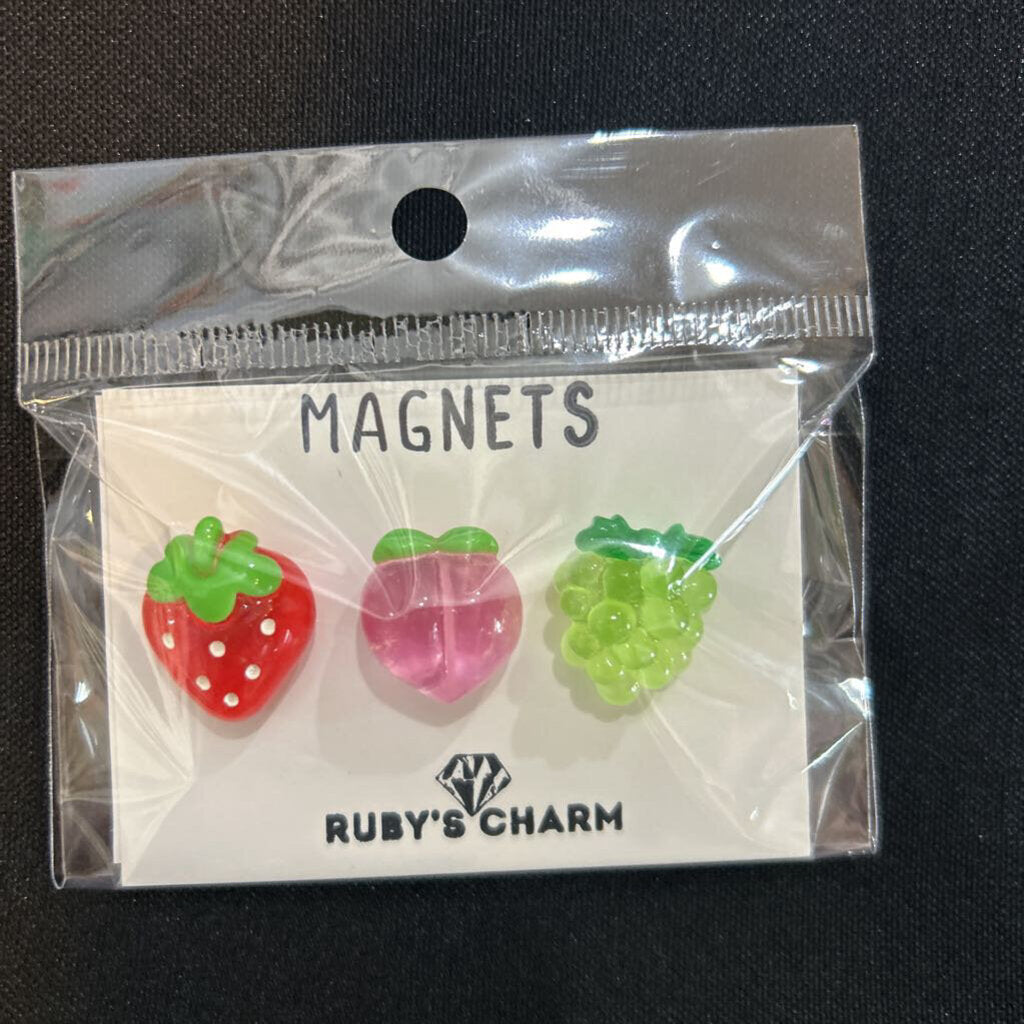 Magnet, Strawberry, Peach, Grape, set of 3
