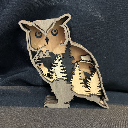 Small Owl Layered 3D Decor