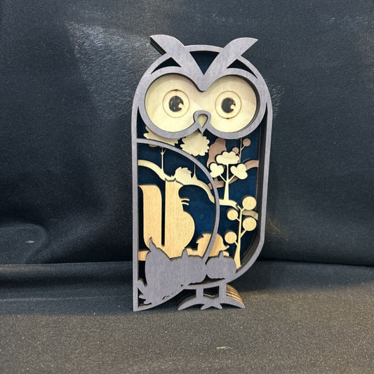 Tall Owl Layered 3D Decor