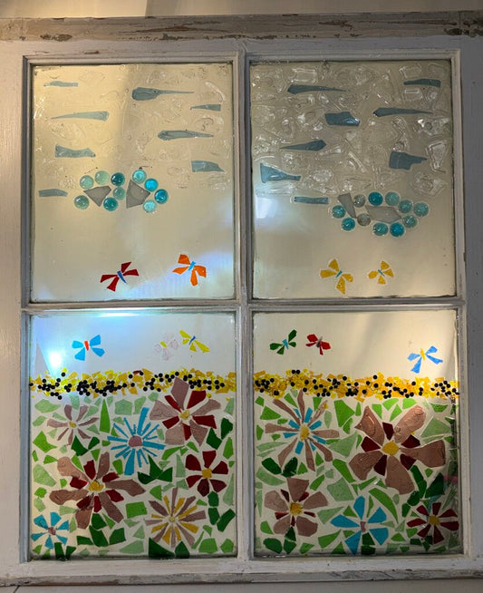 Window; Floral Meadow w/ Sunflowers
