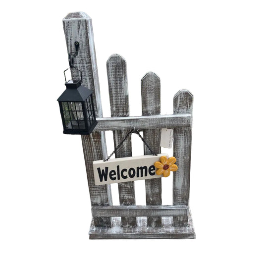 Welcome Fence (aged white, treated for outdoors)