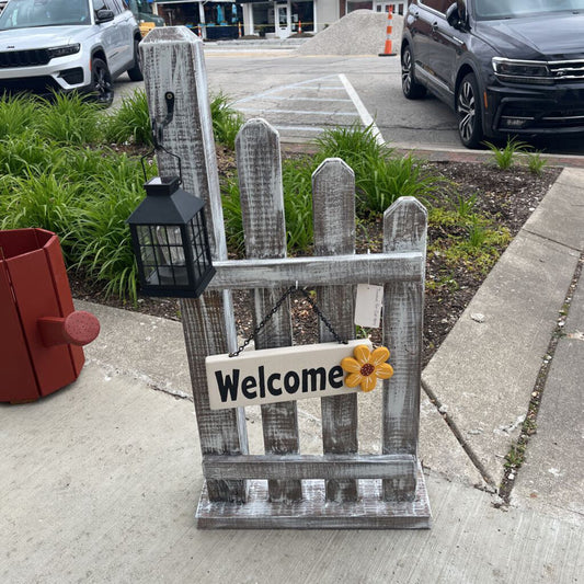 Welcome Fence (aged white, treated for outdoors)