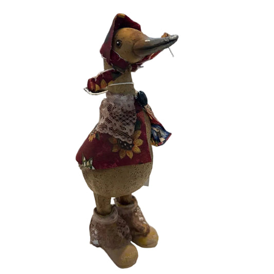 Duck with Burgundy Coat & Lace Boots