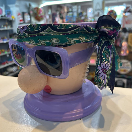 Clay Pot Girl Purple Glasses & Earrings