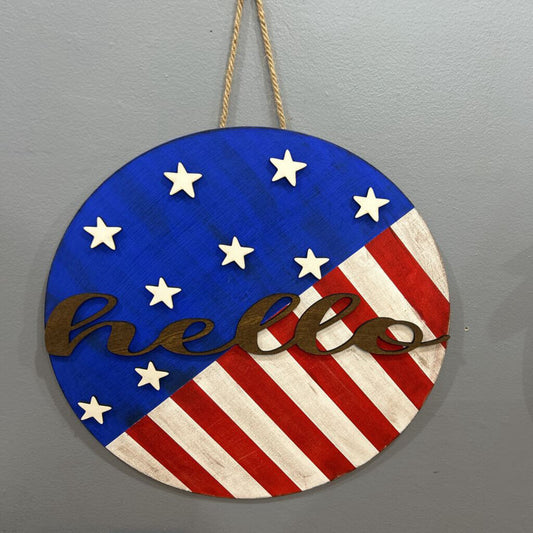 Door Hanger Hello Stars & Stripes 19"
