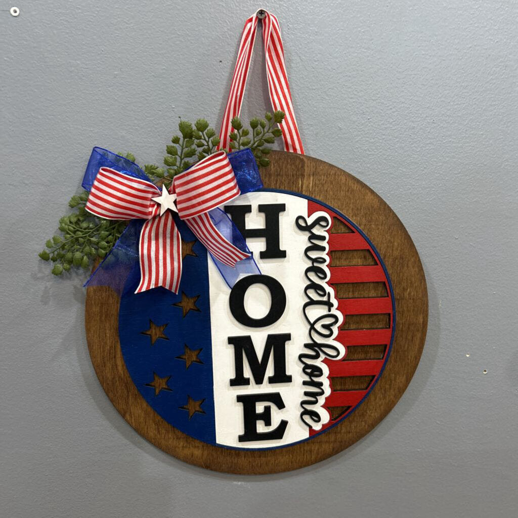Stars & Stripes Home Sweet Home Door Hanger 14"