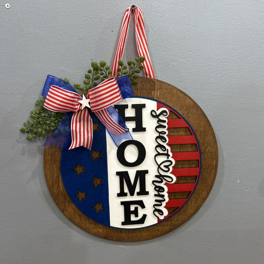 Stars & Stripes Home Sweet Home Door Hanger 14"