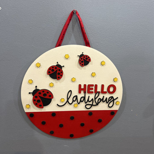 Hello Ladybug Door Hanger 14"