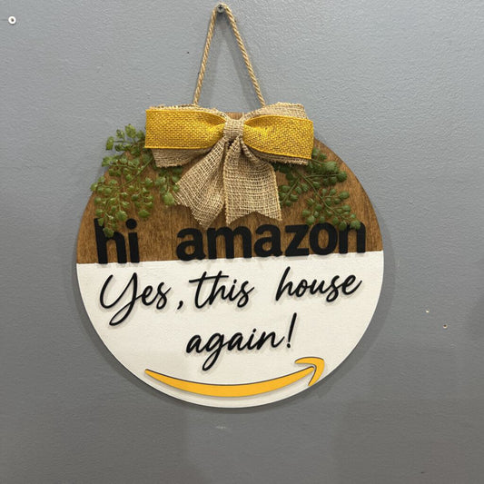 Hi Amazon White Door Hanger 14"