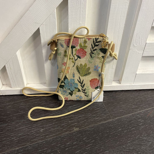 Cell Phone Upholstered Pouch (Beige w/flowers)