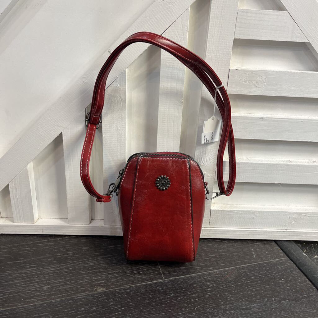 Leather Db Zipper Red Purse
