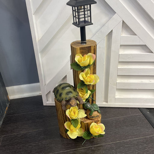 Two Turtles Solar Light (welcome, yellow flowers)