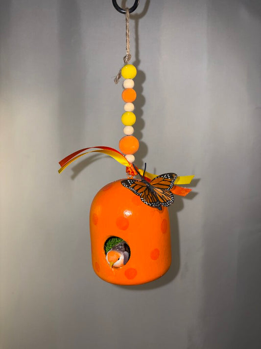 Orange Domed Ceramic Bird House