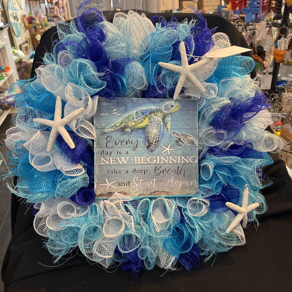Nautical (blue&white) Mesh Wreath