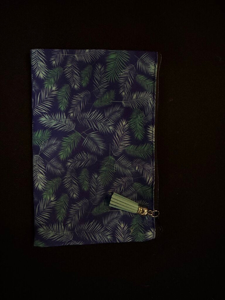 Blue Feather Zipper Pouch