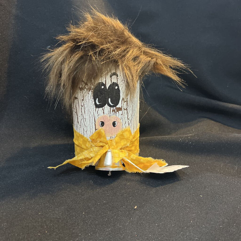 Wooden Cow w/brown hair & yellow bow