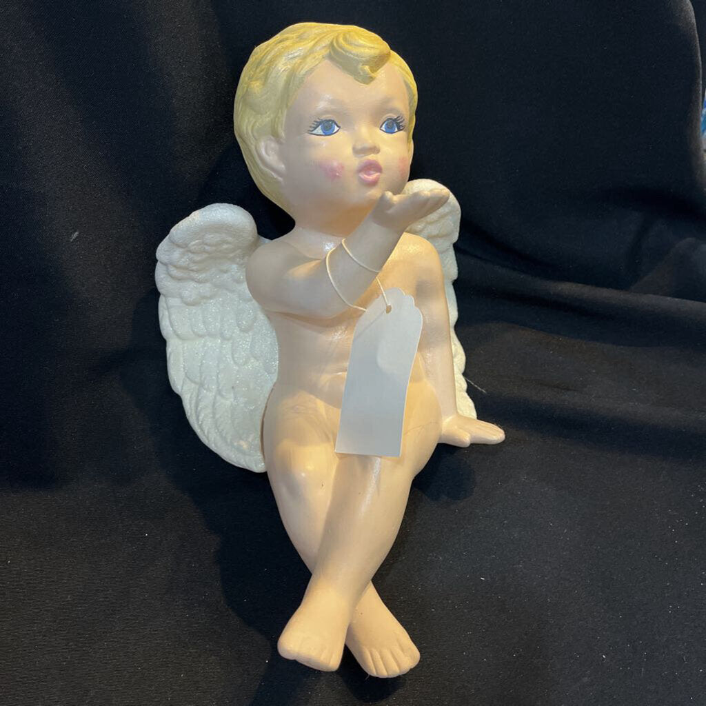 Sitting Ceramic Angel Blowing