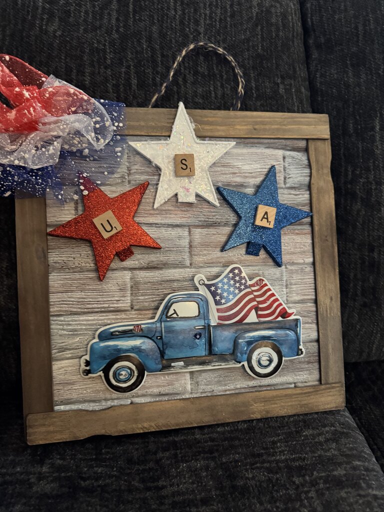 USA Plaque w/blue Truck
