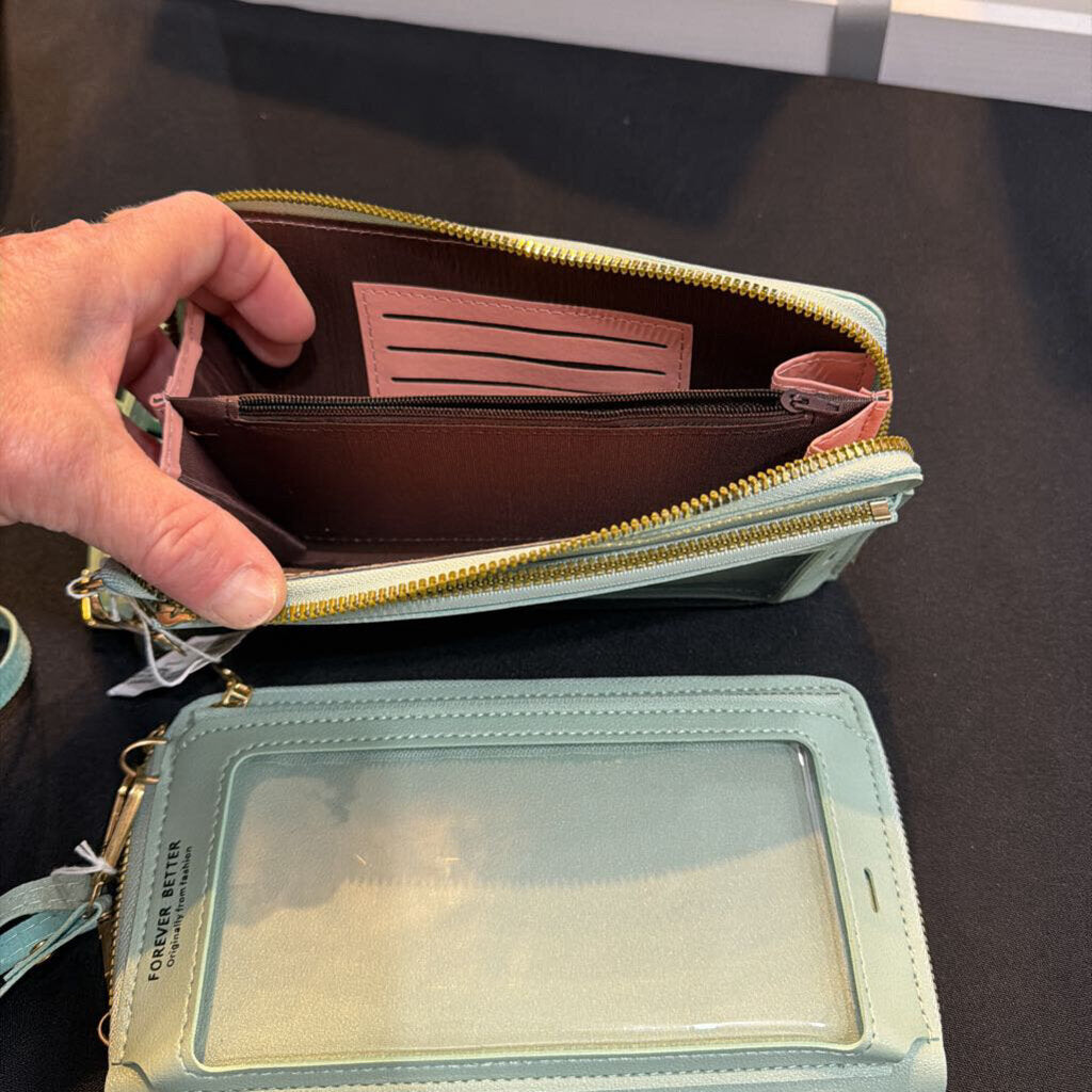 Wallet with Cell Phone Case Green