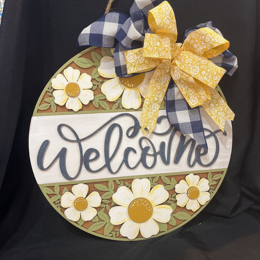 Welcome Door Hanger w/Flowers
