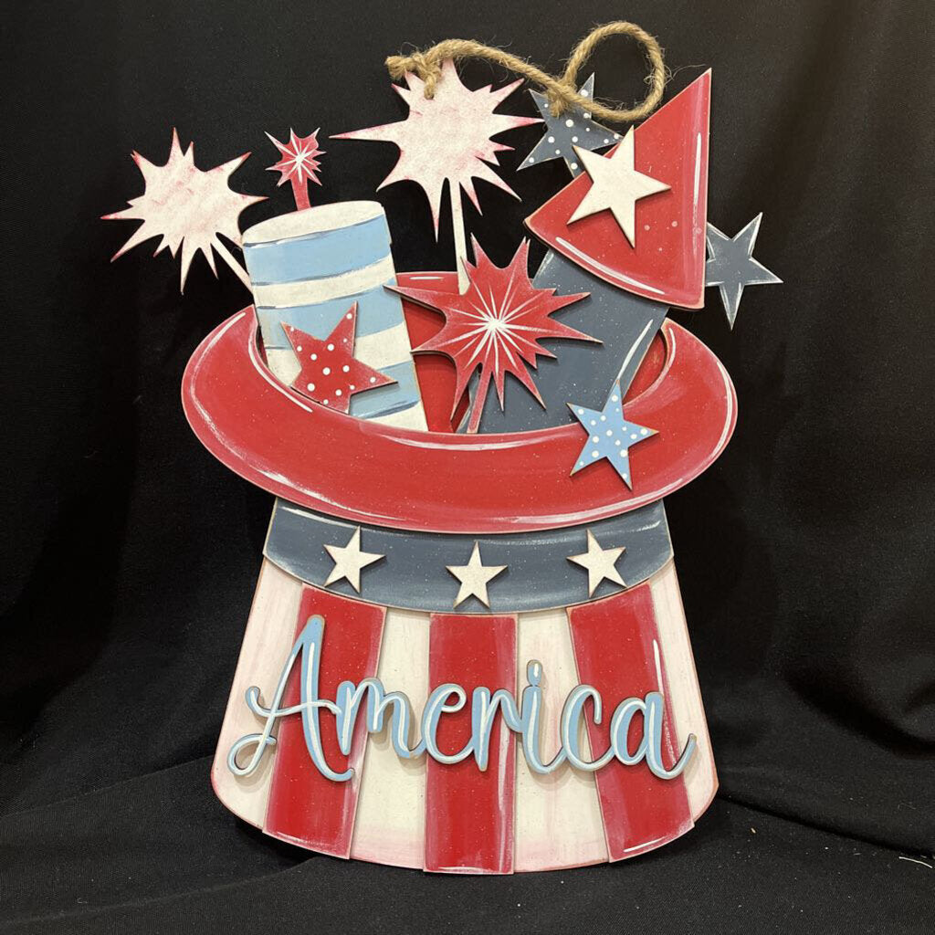 Door Hanger America Top Hat w/Fireworks