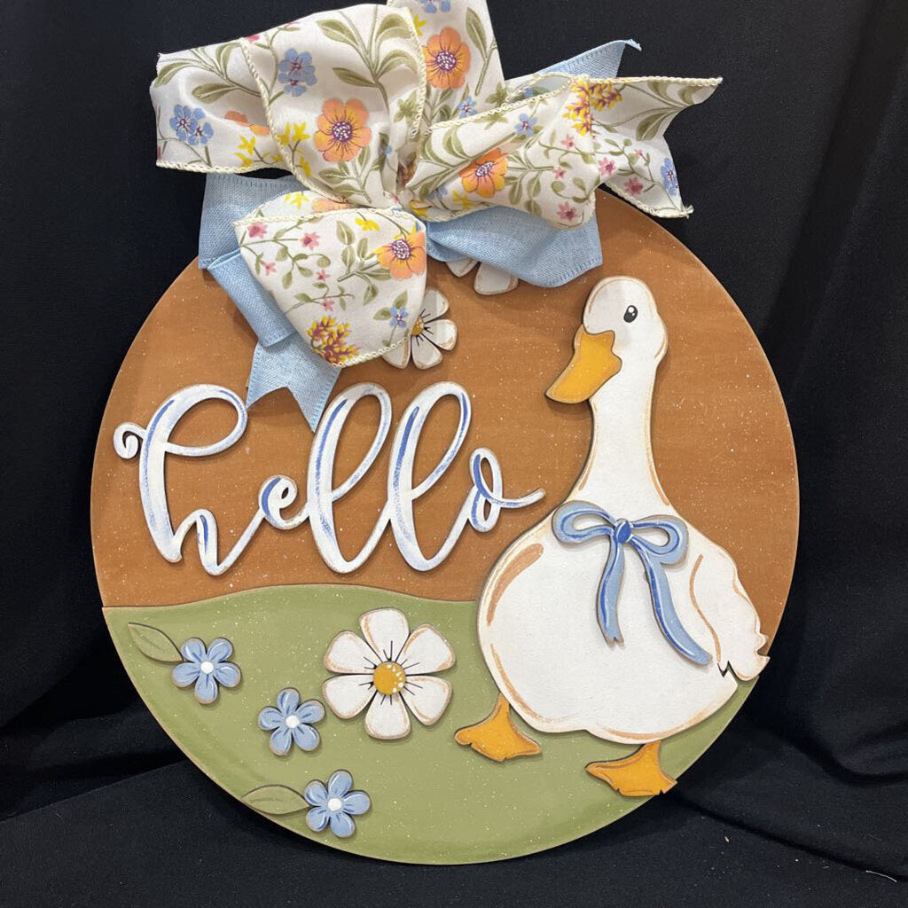 Door Hanger Goose Blue & White Flowers