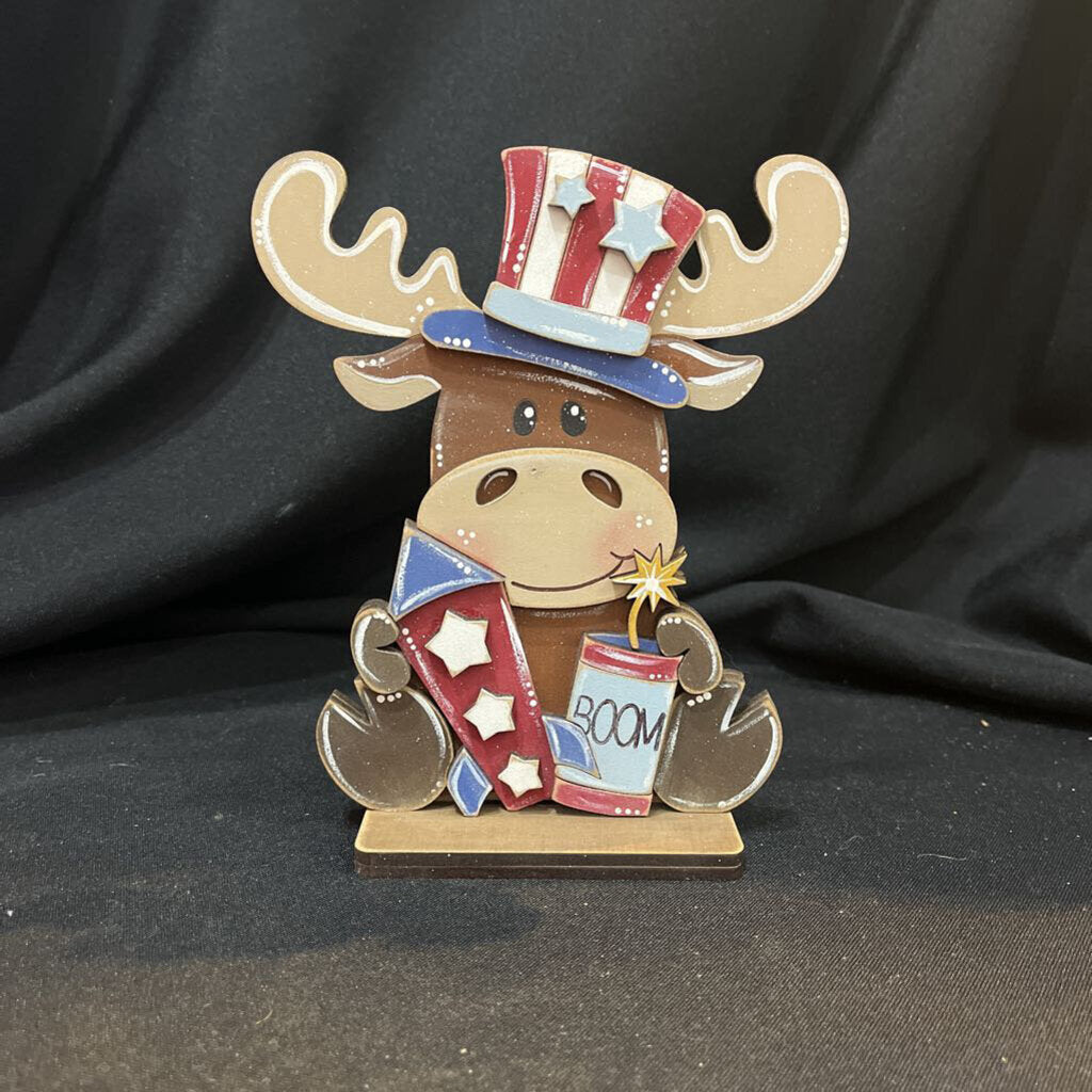 Patriotic Moose with Fireworks