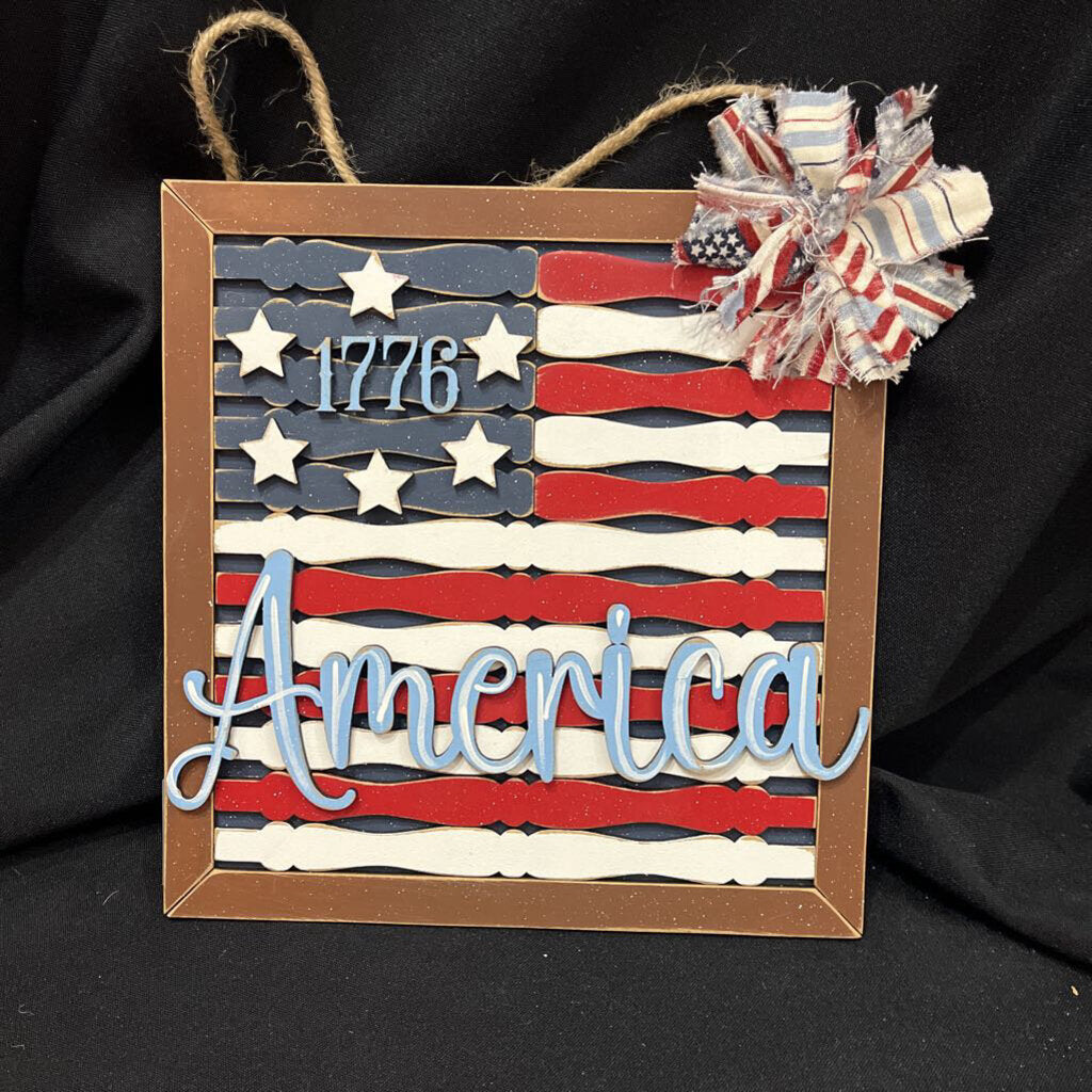 America Spindle Flag Wall Hanger