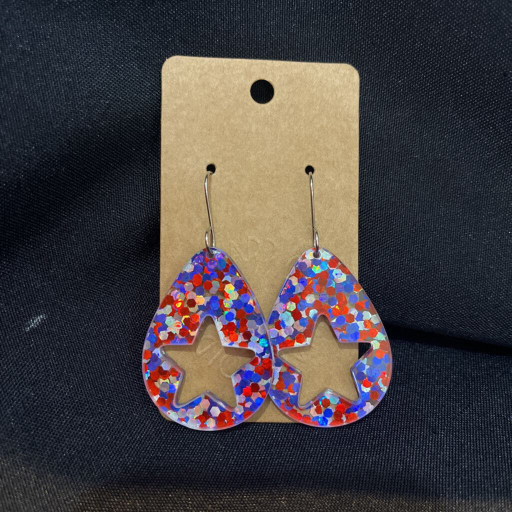 Glitter Star Drop RWB