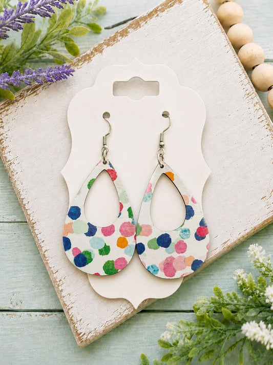 Rainbow Polka Dot Teardrop Cutout Earring