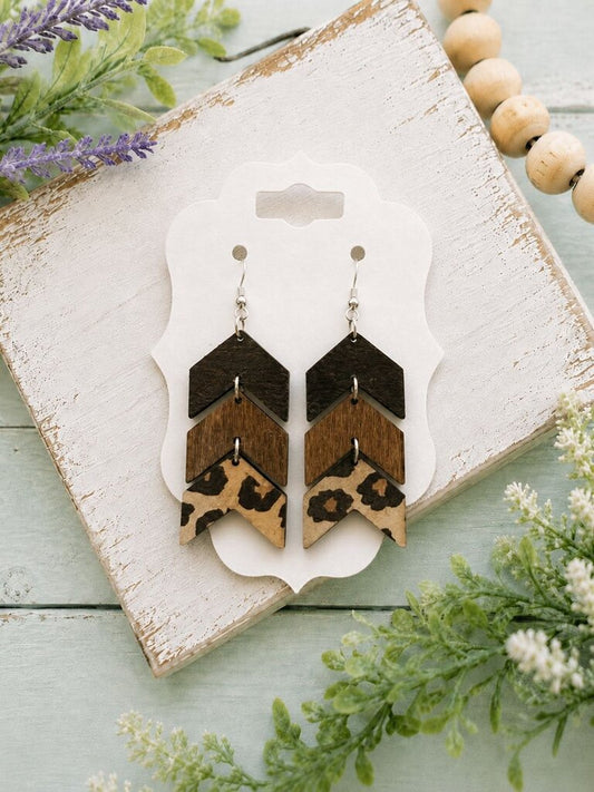 Cheeta Print Chevron Earring
