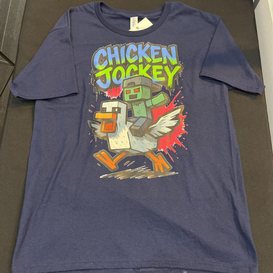 Chicken Jockey (youth XLg, Navy, T-shirt)