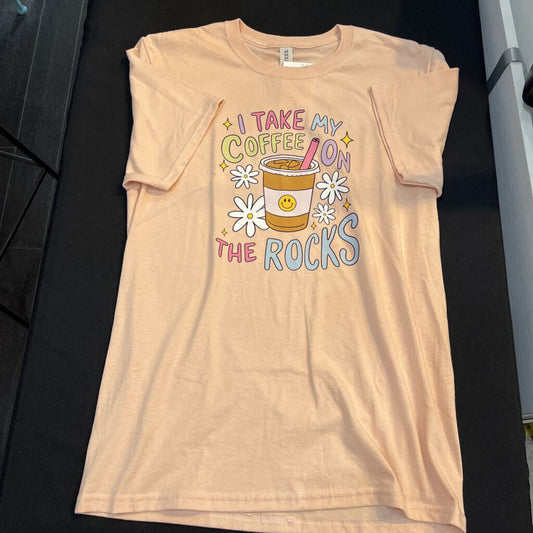 Take Coffee on the Rocks (Sm. Blush, T-shirt)