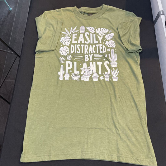 Easy Distracted by Plants (Sm, Army, t-shirt)