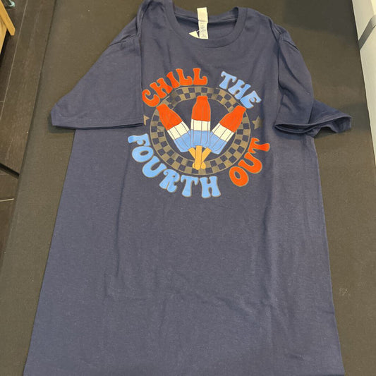 Chill the 4th Out (Sm, navy, t-shirt)