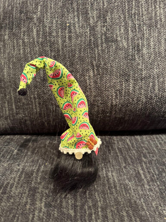 Gnome Watermelon on Hat Black Beard
