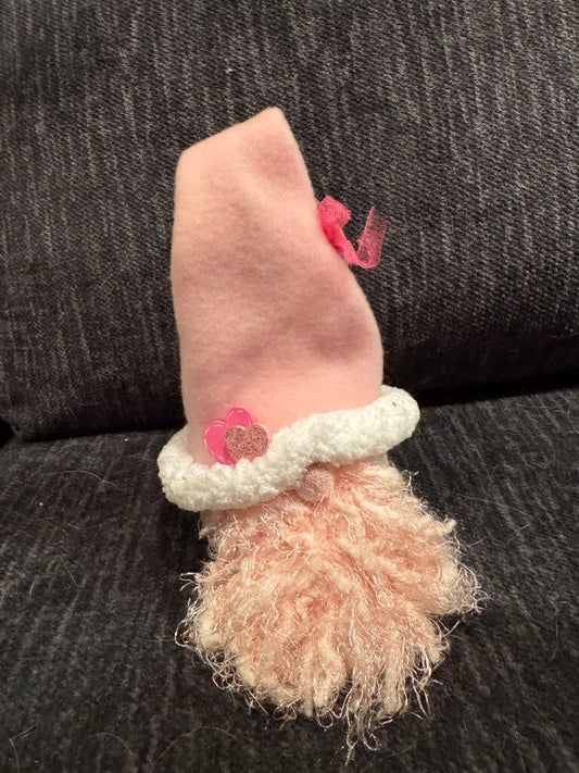Gnome Flower Hat, Pink Flower, White Beard