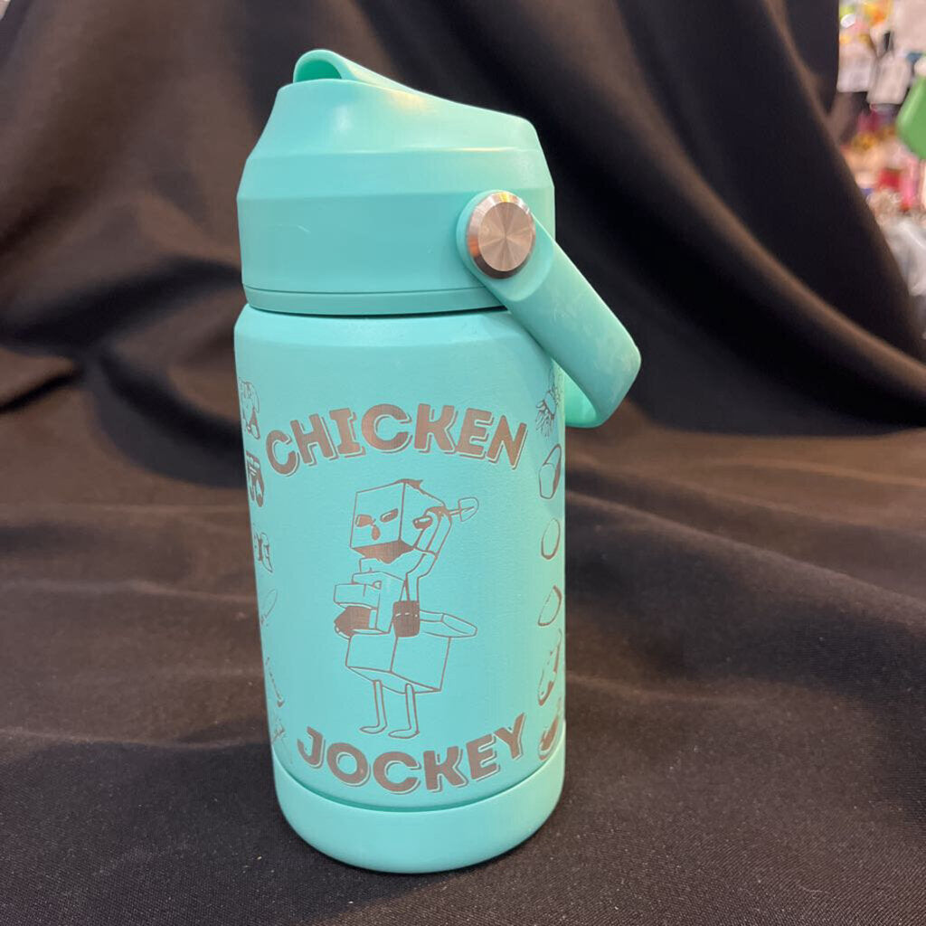 Chicken Jockey Flip Spout Water Bottle (aqua)