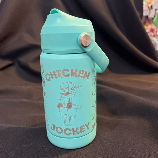 Chicken Jockey Flip Spout Water Bottle (aqua)
